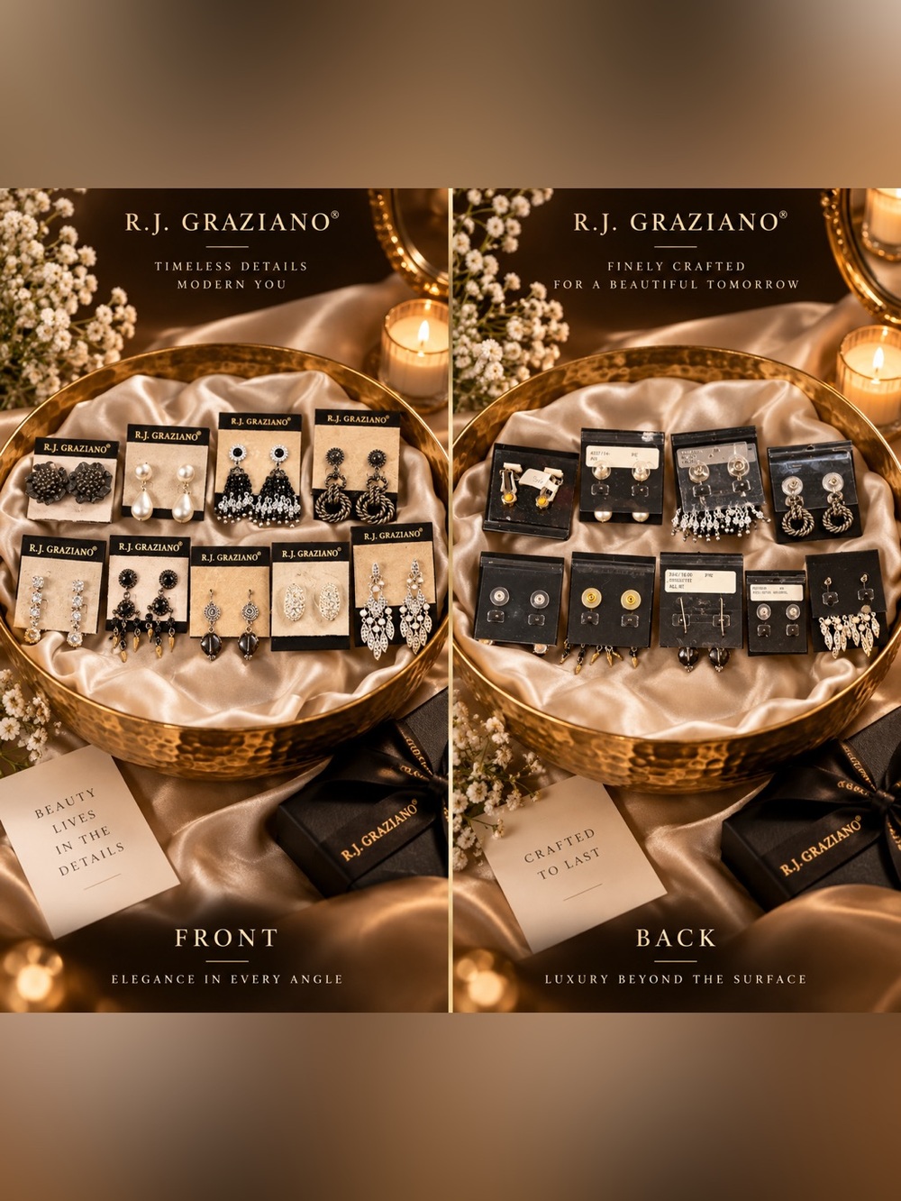 R.J. Graziano Black and Gold Drop Earrings Collection